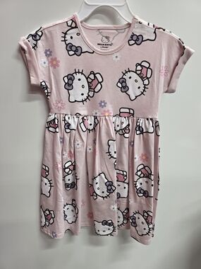 Hello Kitty Light Pink Bow Print Girls Dress